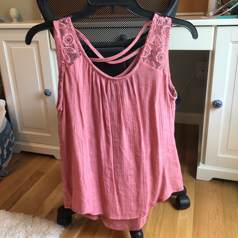Pink Flowery Mesh Tank Top Size S